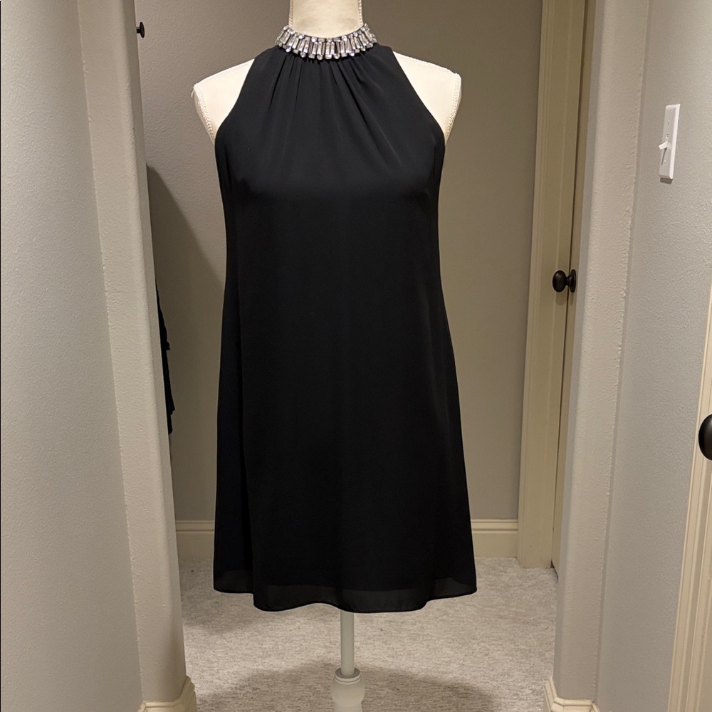 Laundry By Shelli Segal Black Mini Dress with Silver Embellishments